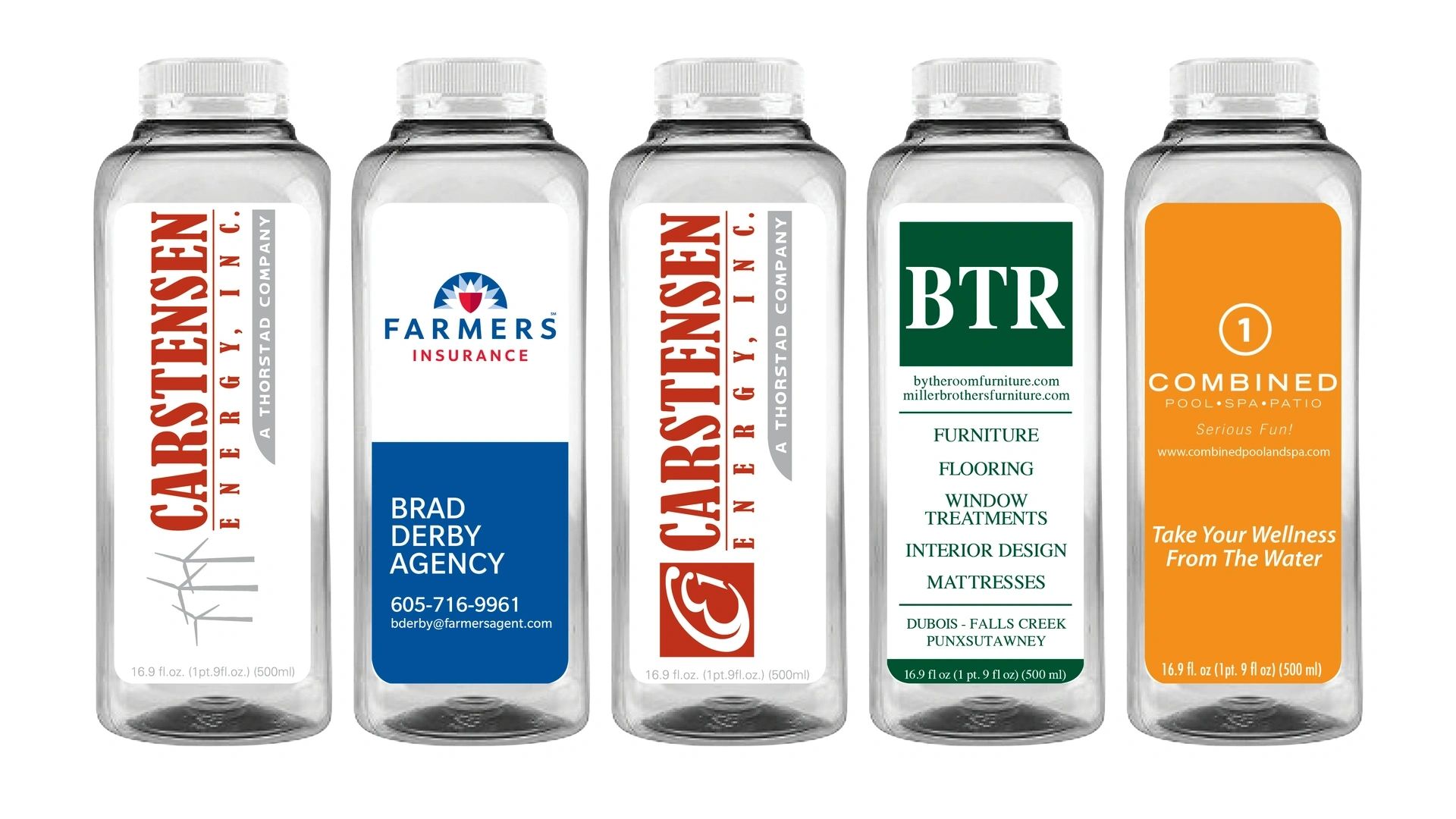 Custom labeled Dakota Splash bottle