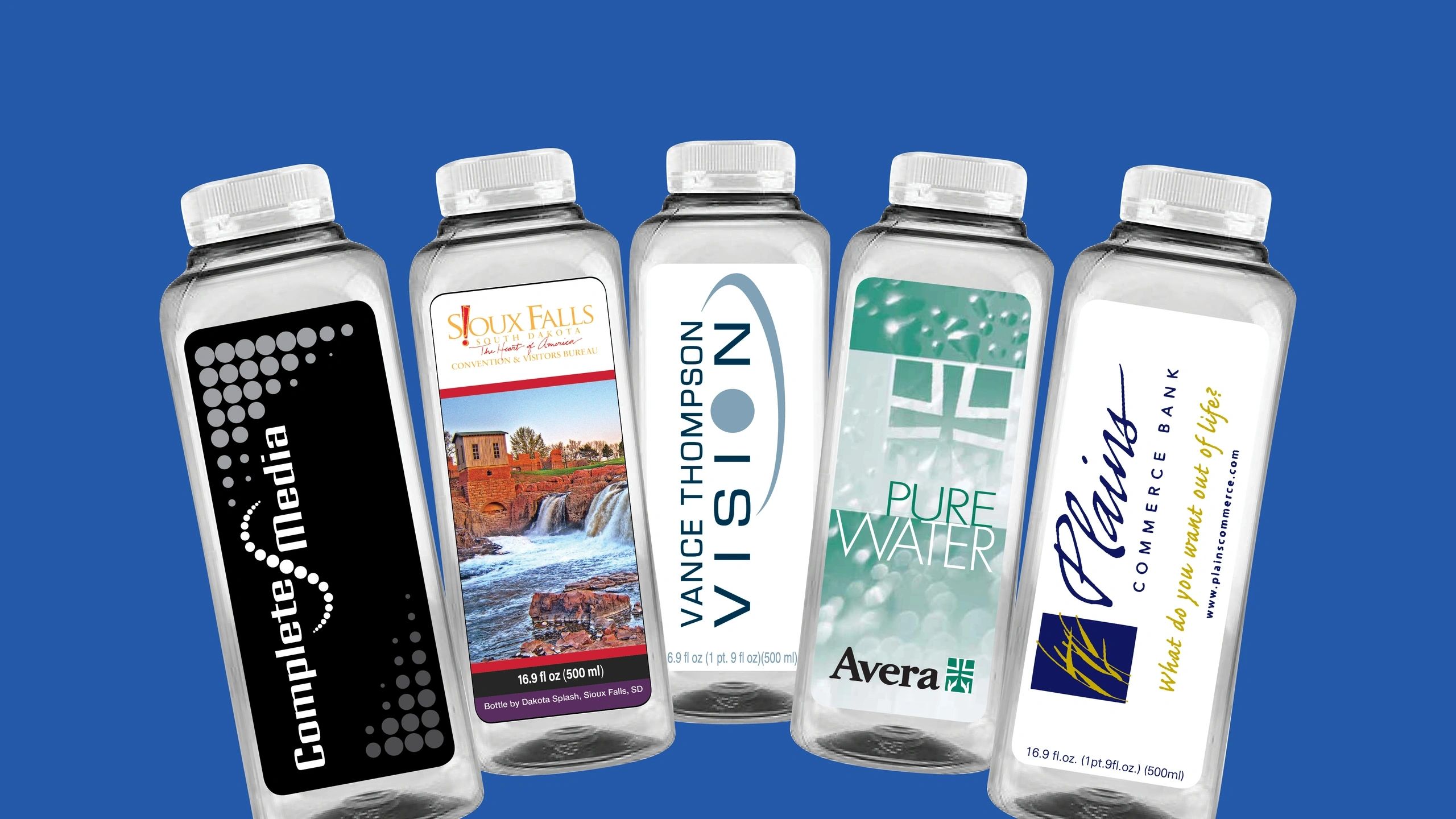 Custom labeled Dakota Splash bottles